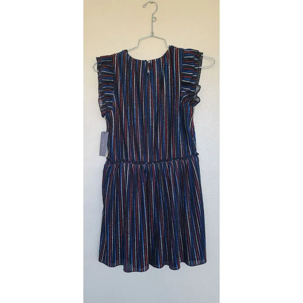 Tommy Hilfiger Girls Multi Color Metallic Sparkly Striped Dress Size XL (16) NWT